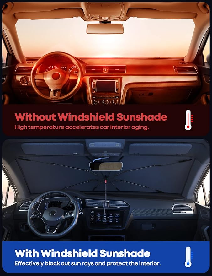 وداعاً للمقاعد الحارقة والمقود الساخن! ☀️ Keeps Your Car Cool & Protects Interior from UV Damage